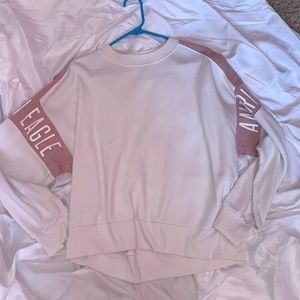 American Eagle pink and white crewneck